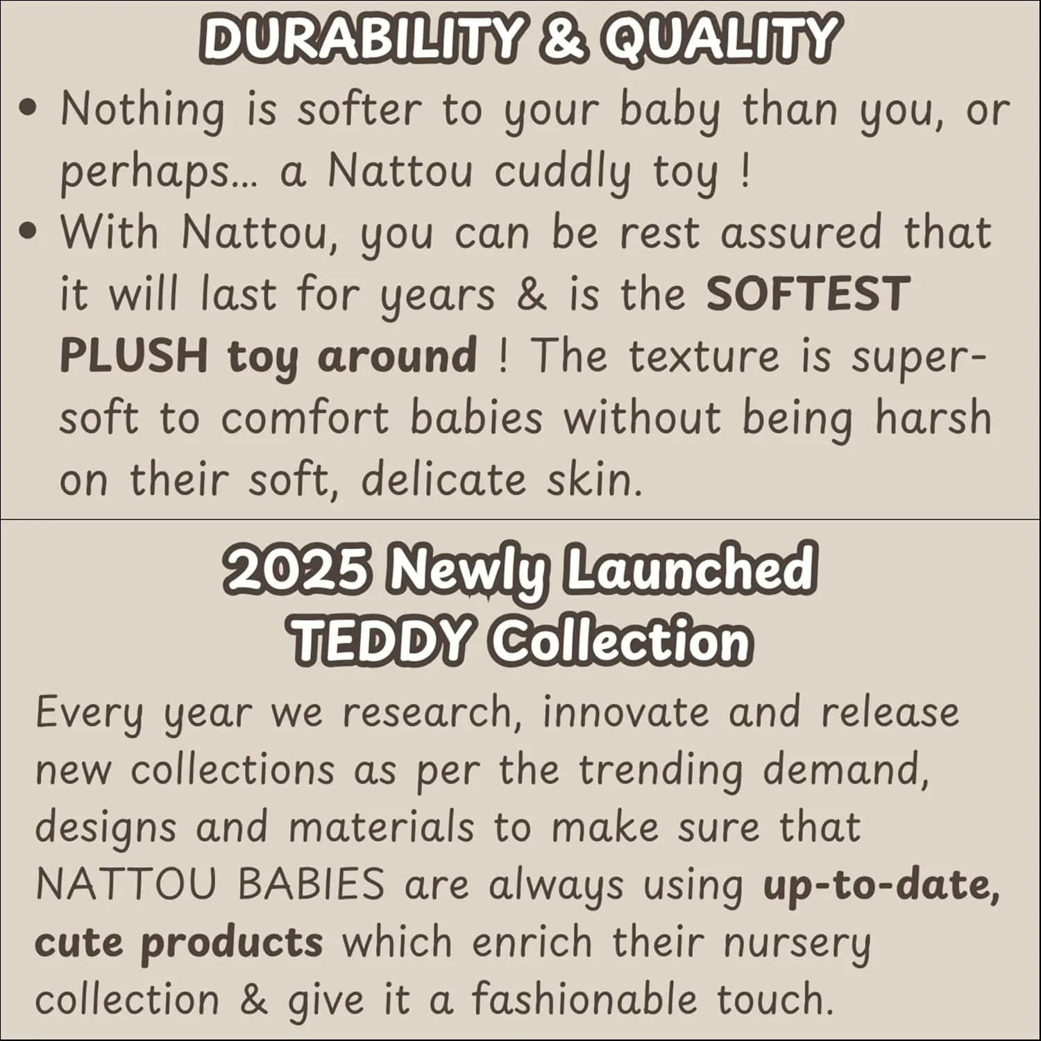 Nattou Polyester Activity Ball, Bear, Plush Ball with Rattle for Newborns and Premature Babies ∅ 12 cm, Teddy, White/Light Brown
