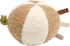 Nattou Polyester Activity Ball, Bear, Plush Ball with Rattle for Newborns and Premature Babies ∅ 12 cm, Teddy, White/Light Brown