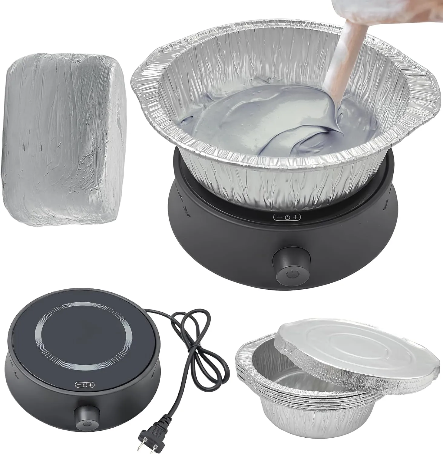 Natural Air-Dry Clay Softener,Sculpting Clay Heater,Air Dry Modeling Clay Tools,with 5 Reusable Foil Trays with Lids, Great for Carving and Modeling, Enjoy Shaping and Detailing with Softened Clay.