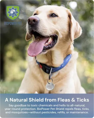 Natural Flea & Tick Repellent Collar Tag for Dogs & Cats – BioPower Pet Shield – Safe for Pets When Used as Directed – Lasts 1 Full Year (3 Pack)