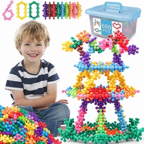 NEOACT 600 PCS Building Blocks Connect Toys,Interlocking Solid Plastic Educational Toys Sets for Preschool Kids Boys and Girls Aged 3 , Promote Fine Motor Skills and Sensory Development.