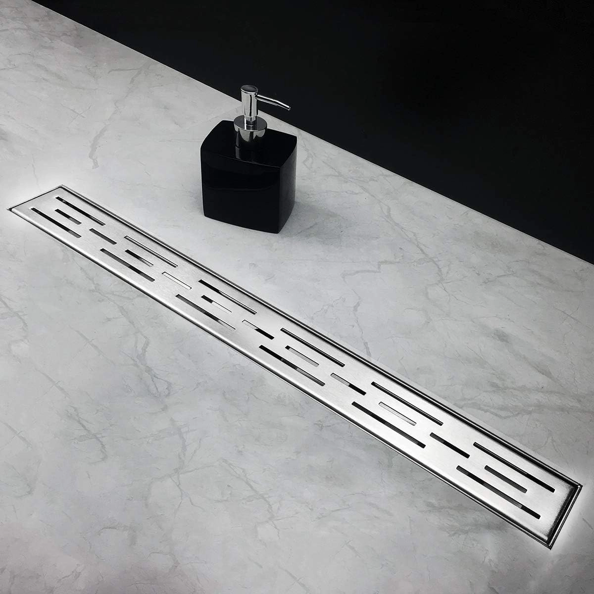 Neodrain 24 Inch Rectangular Linear Shower Drain with Brick Pattern Grate, Brushed 304 Stainless Steel Bathroom Floor Drain,Shower Floor Drain Includes Adjustable Leveling Feet