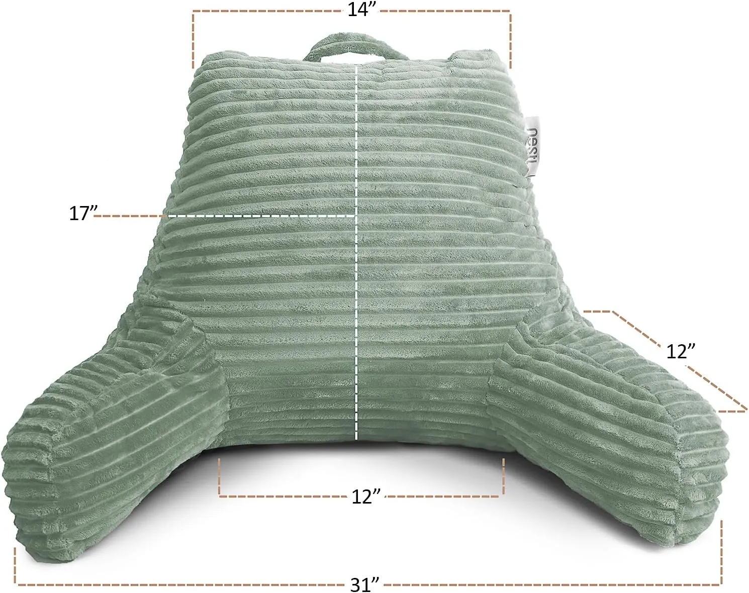 Nestl Reading Pillow for Bed Adult – Back Pillow for Sitting in Bed, Standard Bed Pillows for Sitting Up in Bed, Foam Bed Chair Pillow, Sage Green Bed Rest Pillow