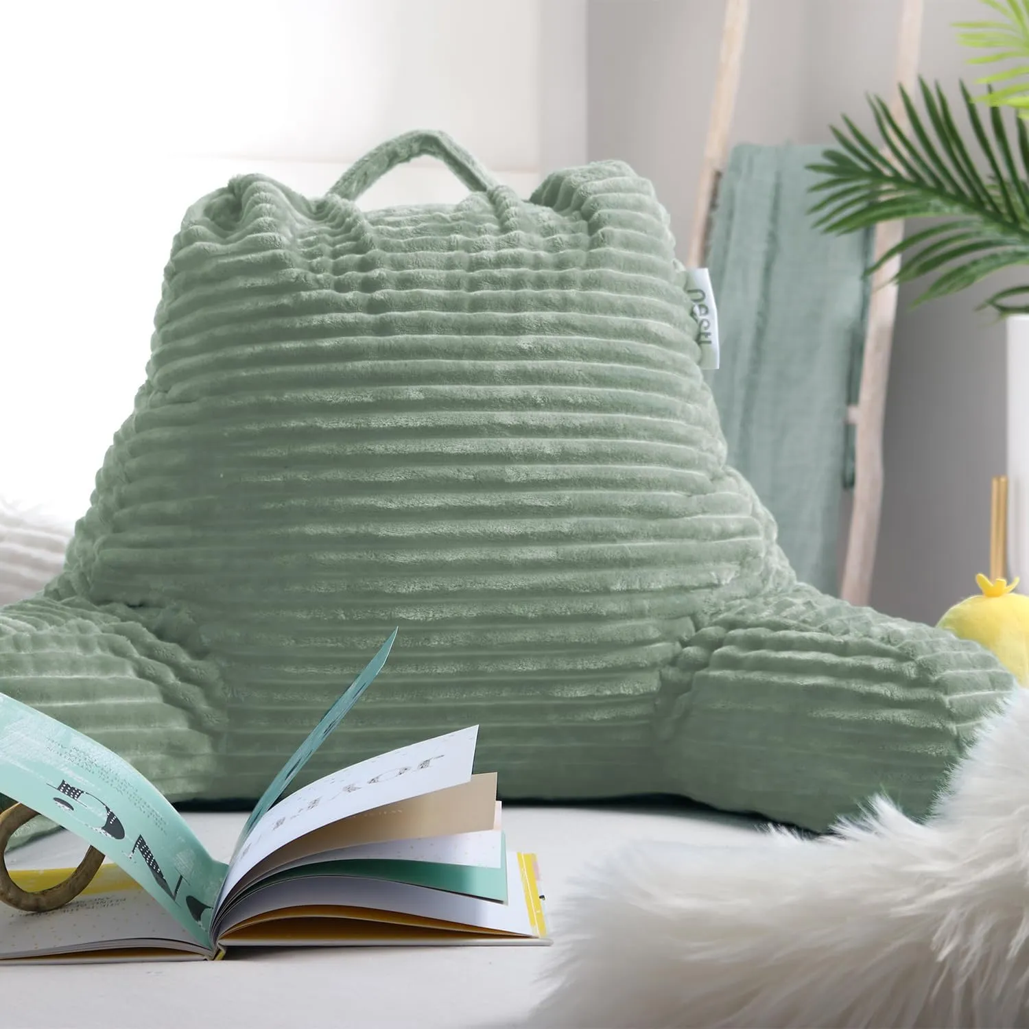 Nestl Reading Pillow for Bed Adult – Back Pillow for Sitting in Bed, Standard Bed Pillows for Sitting Up in Bed, Foam Bed Chair Pillow, Sage Green Bed Rest Pillow