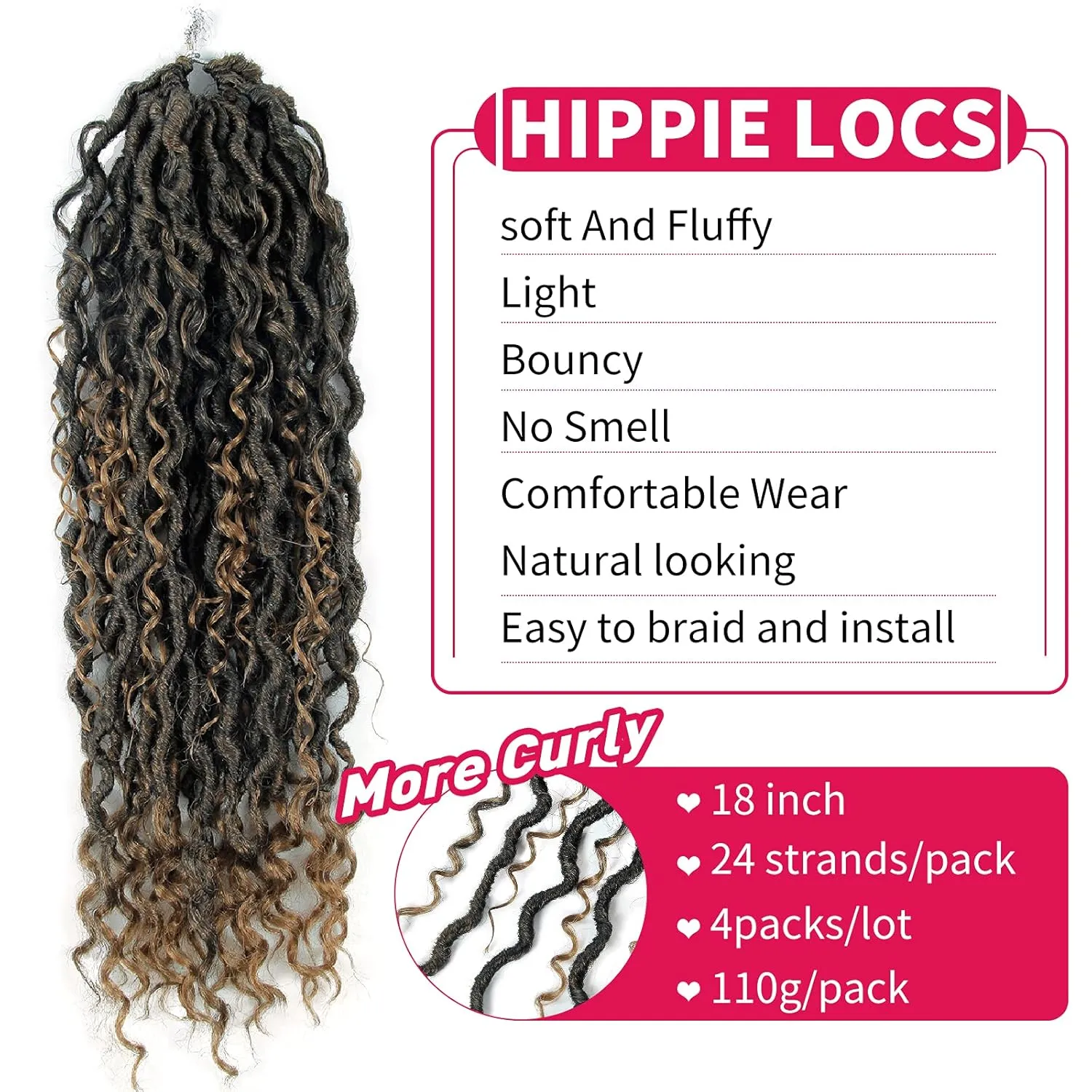 NEW Goddess Locs Crochet Hair River Fauxs Locs 18Inch Pre Looped Synthetic Deep Curly Hairstyle Ombre Fauxlocs Crochet Braids Extensions 4Packs(1B/27, 18inch) …