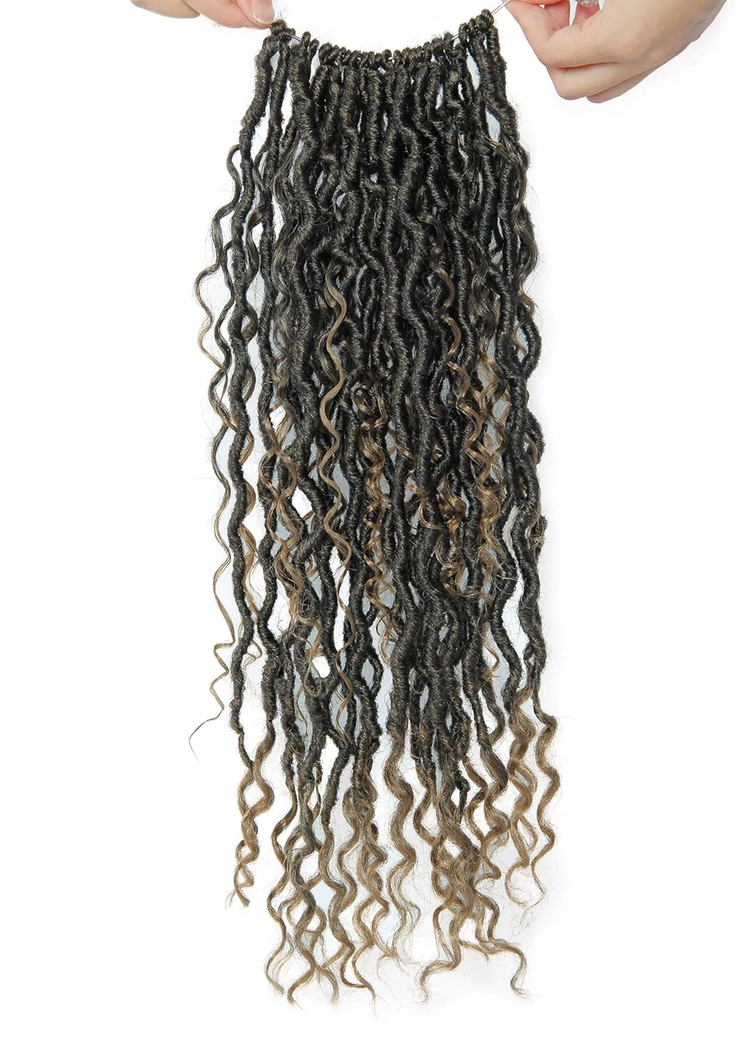 NEW Goddess Locs Crochet Hair River Fauxs Locs 18Inch Pre Looped Synthetic Deep Curly Hairstyle Ombre Fauxlocs Crochet Braids Extensions 4Packs(1B/27, 18inch) …