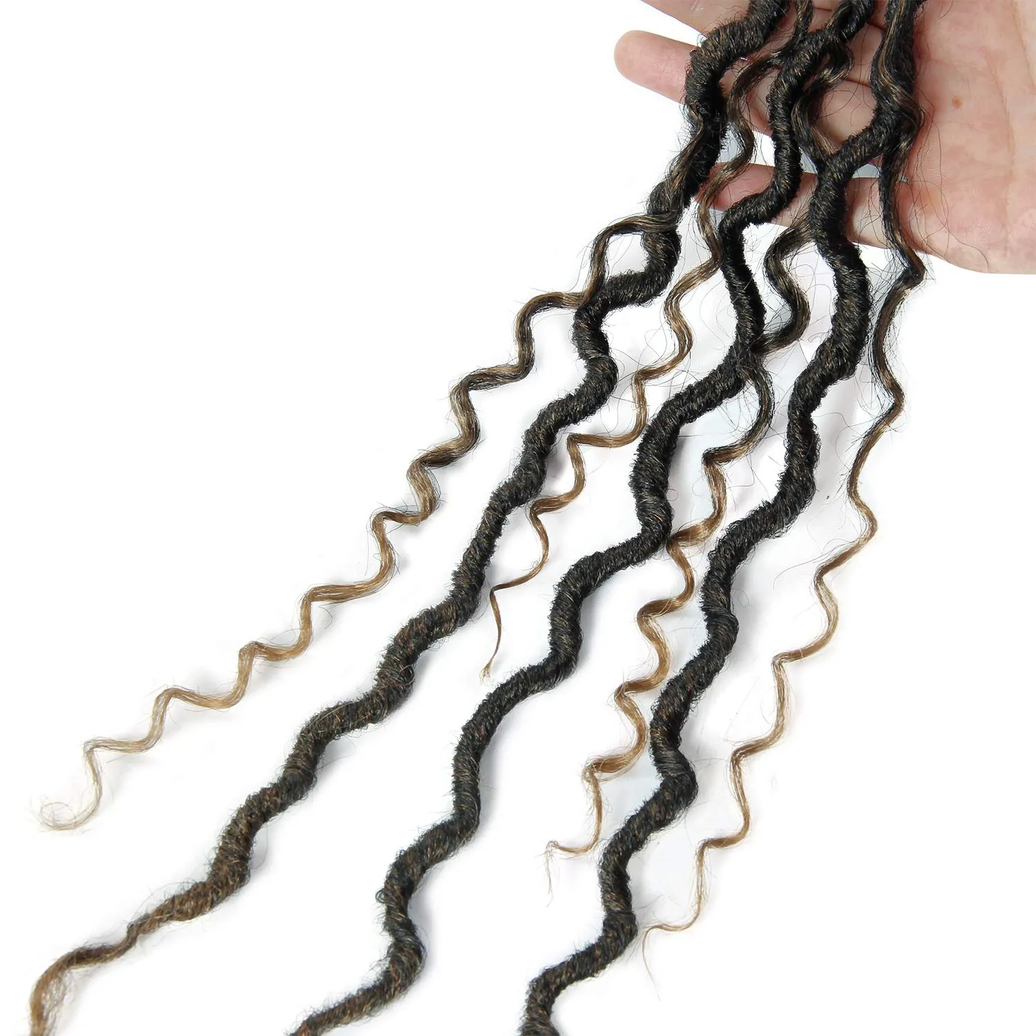 NEW Goddess Locs Crochet Hair River Fauxs Locs 18Inch Pre Looped Synthetic Deep Curly Hairstyle Ombre Fauxlocs Crochet Braids Extensions 4Packs(1B/27, 18inch) …