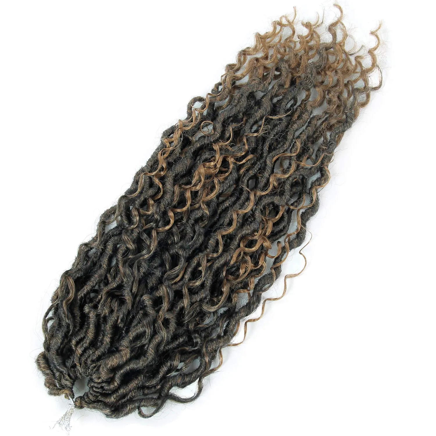 NEW Goddess Locs Crochet Hair River Fauxs Locs 18Inch Pre Looped Synthetic Deep Curly Hairstyle Ombre Fauxlocs Crochet Braids Extensions 4Packs(1B/27, 18inch) …