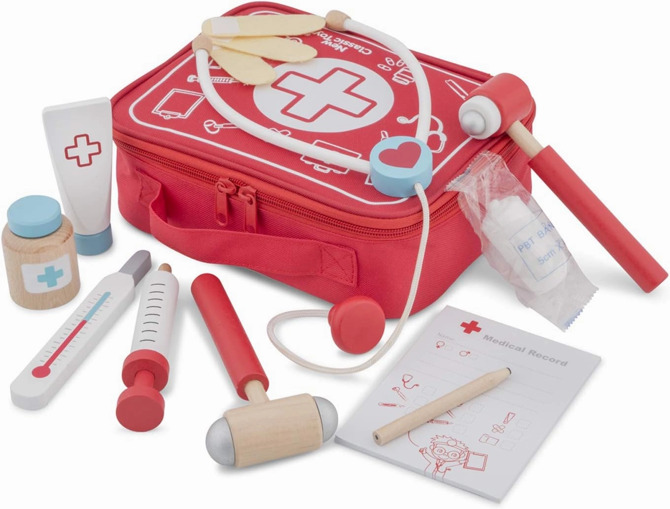 New Classic Toys Doctor Set - Pretend Play Toy for Kids Cooking Simulation Educational Toys and Color Perception Toy for Preschool Age Toddlers Boys Girls , Red
