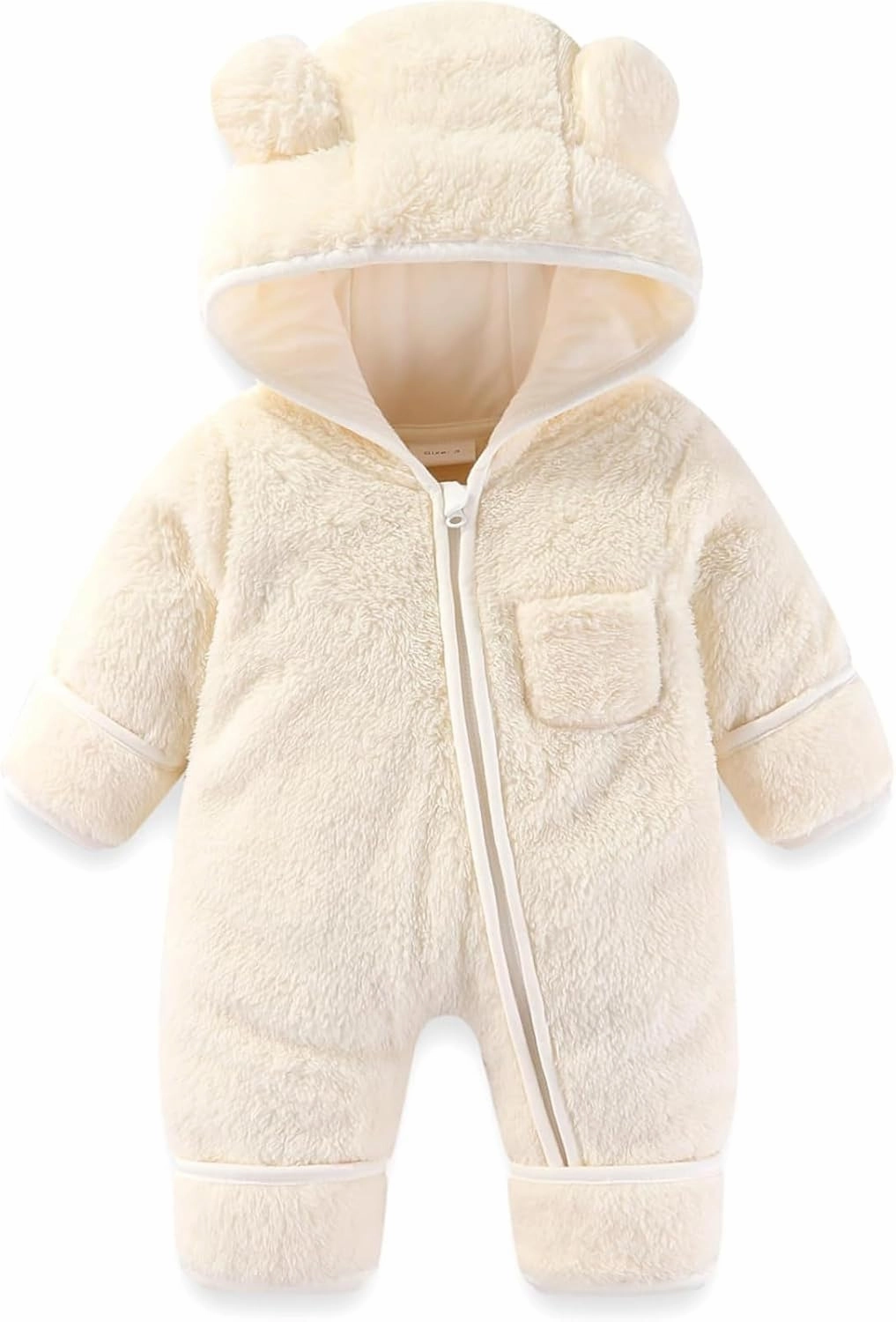 Newborn Baby Fleece Footie Snowsuit Winter Onesie Cartoon Bear Warm Hooded Outfits for Girls Boys