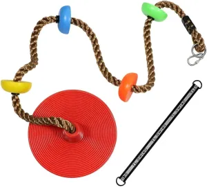 Newtion Multicolor Tree Swing Climbing Rope with Connect Strap Platforms Disc Swings Seat Adjustable Swing Set for Kids Adults Outdoor Tree Backyard Playground Swing