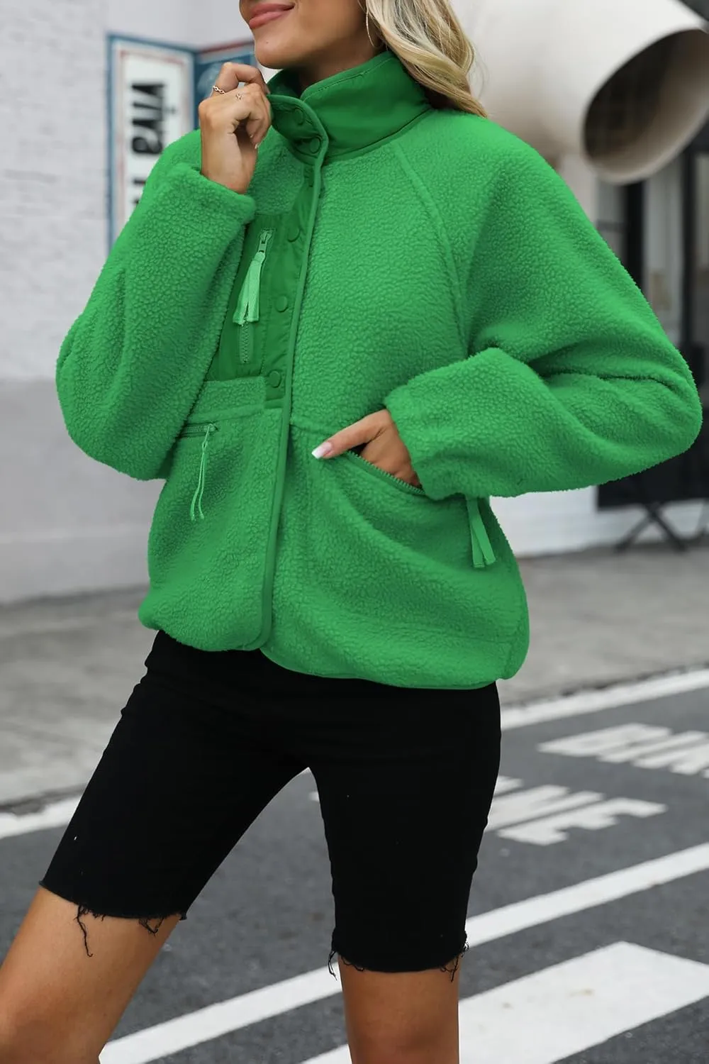 Nirovien Womens Fuzzy Fleece Jacket Button Down Sherpa Coats Casual Winter Warm Outwear with Pockets