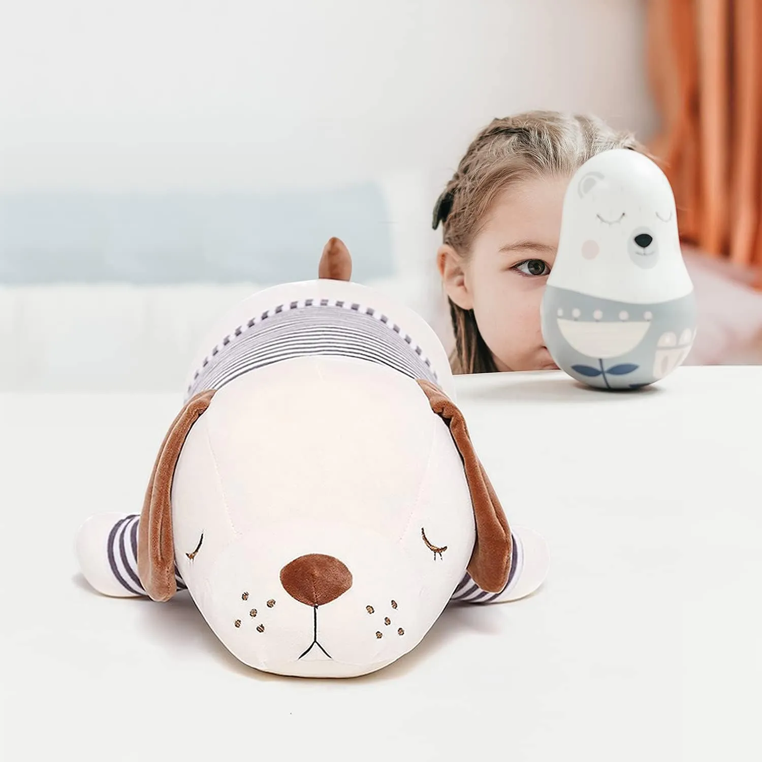 Niuniu Daddy 15" | 1.9 Pound Plush Puppy Weighted Stuffed Animal Soft Plush Toy Dog Cute Cuddle Hugging Pillow, Body Pillow Birthday Gift for Kids Adults Girls Boys