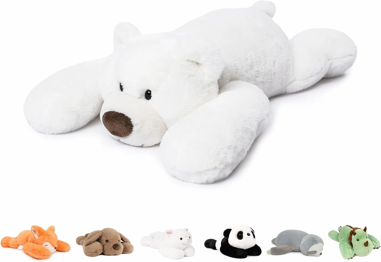 Niuniu Daddy 20" | 3.3 Pound Polar Bear Weighted Stuffed Animals, Large White Bear Plush Toy Pillow with Fluffy Fur for Kids Adults Teens Cute Stuffy Animal for Valentine Christmas Birthday Gift