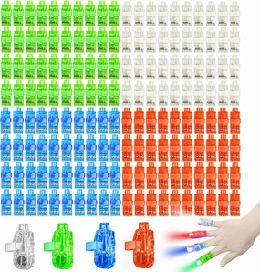 Novelty Place 160Pcs LED Party Finger Lights for Kids with Screw-Secured, LED Finger Flashlight Light Up Finger Ring Toys for Party Favor, Halloween, Raves, Concert Shows