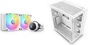 NZXT Kraken 240 RGB CPU Liquid Cooler & H9 Flow Dual-Chamber ATX Mid-Tower PC Case - 240mm AIO Cooler with Customizable LCD Display & High Airflow Case with 360mm Radiator Support