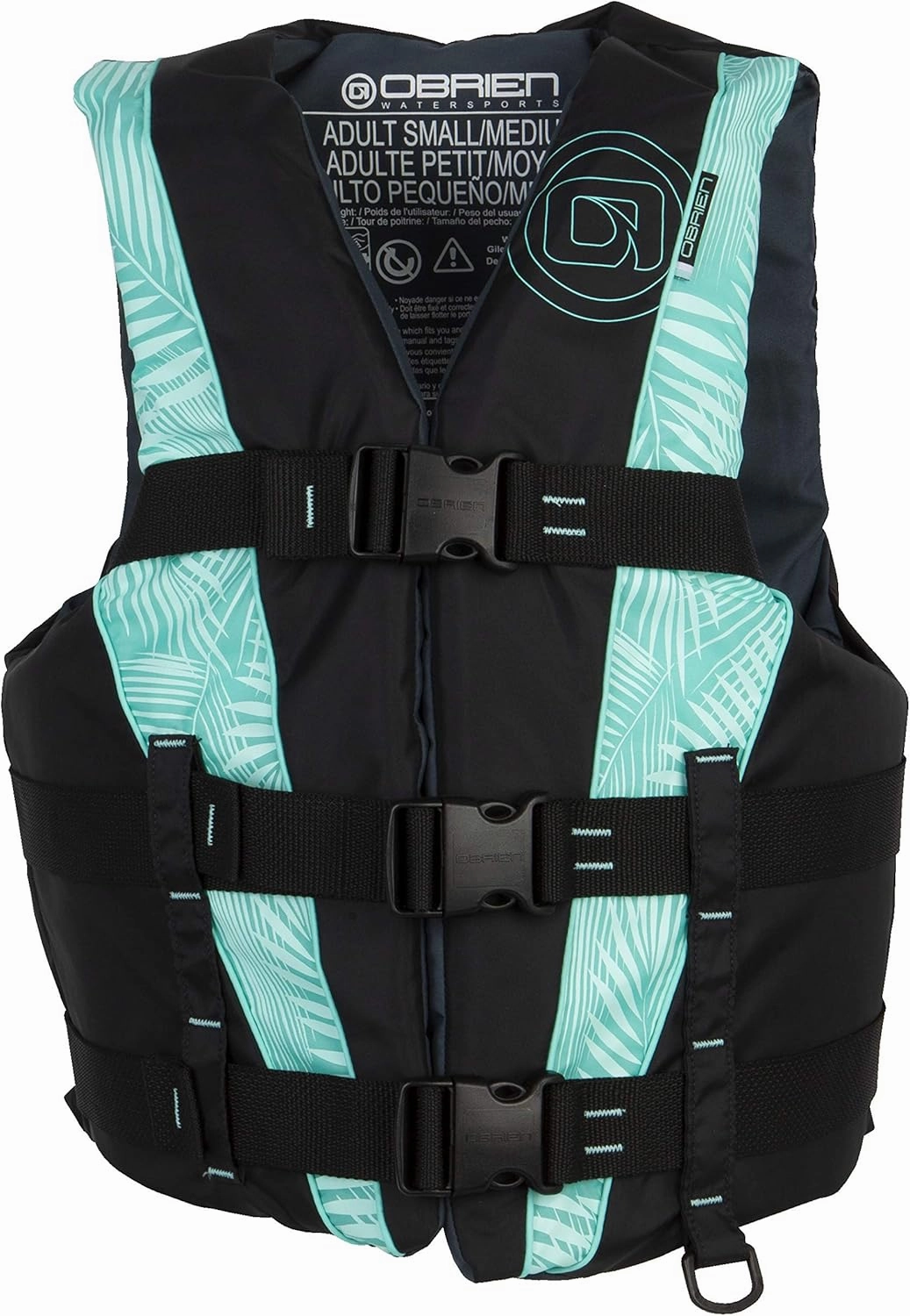 O'Brien Womens 3 Belt Sport Life Jacket, Small/Medium, Aqua