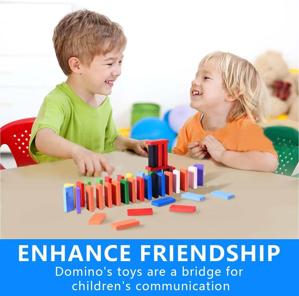 OBTANIM 600 Pcs Colorful Wooden Domino Blocks Set Tile Bulk Building Racing Stacking Games Educational Toys for Kids Birthday Party Favor