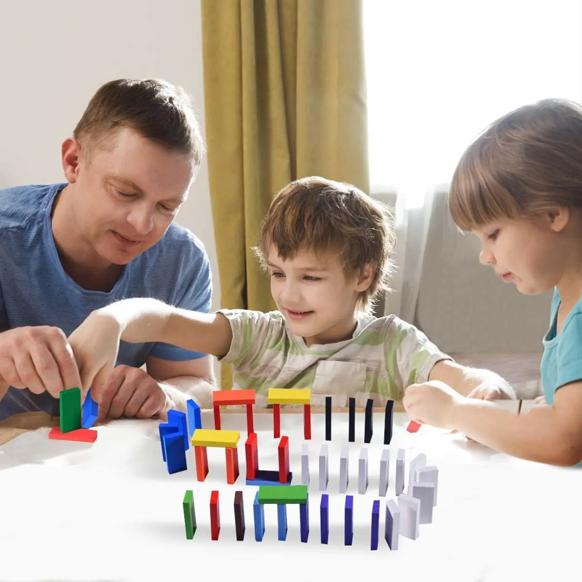 OBTANIM 600 Pcs Colorful Wooden Domino Blocks Set Tile Bulk Building Racing Stacking Games Educational Toys for Kids Birthday Party Favor