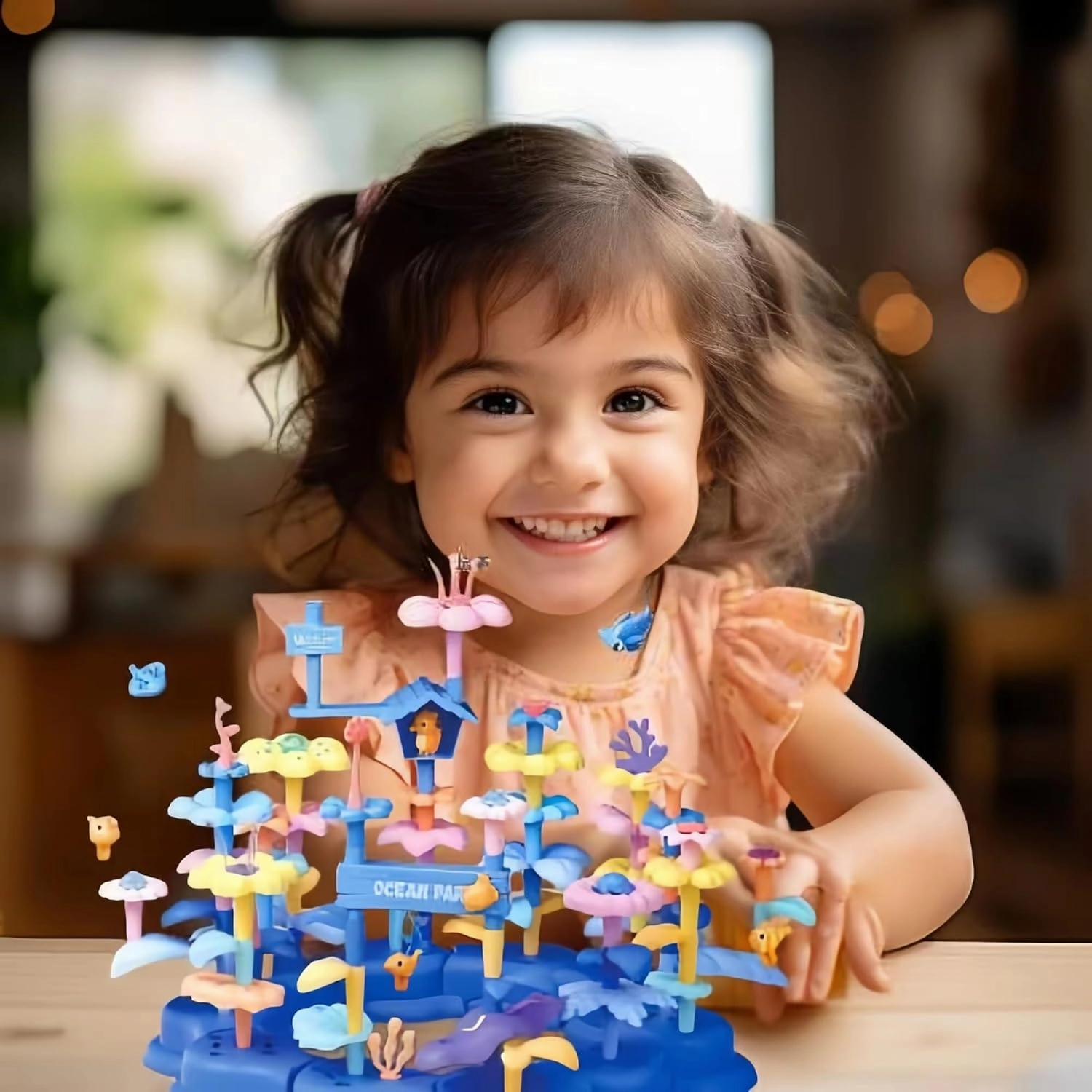 Ocean Underwater World Coral Toy, Ocean Blocks, Coral Garden Building, Kids Birthday Gift, STEM Toy for Toddler Activities Ages 3 4 5 6(95PCS)