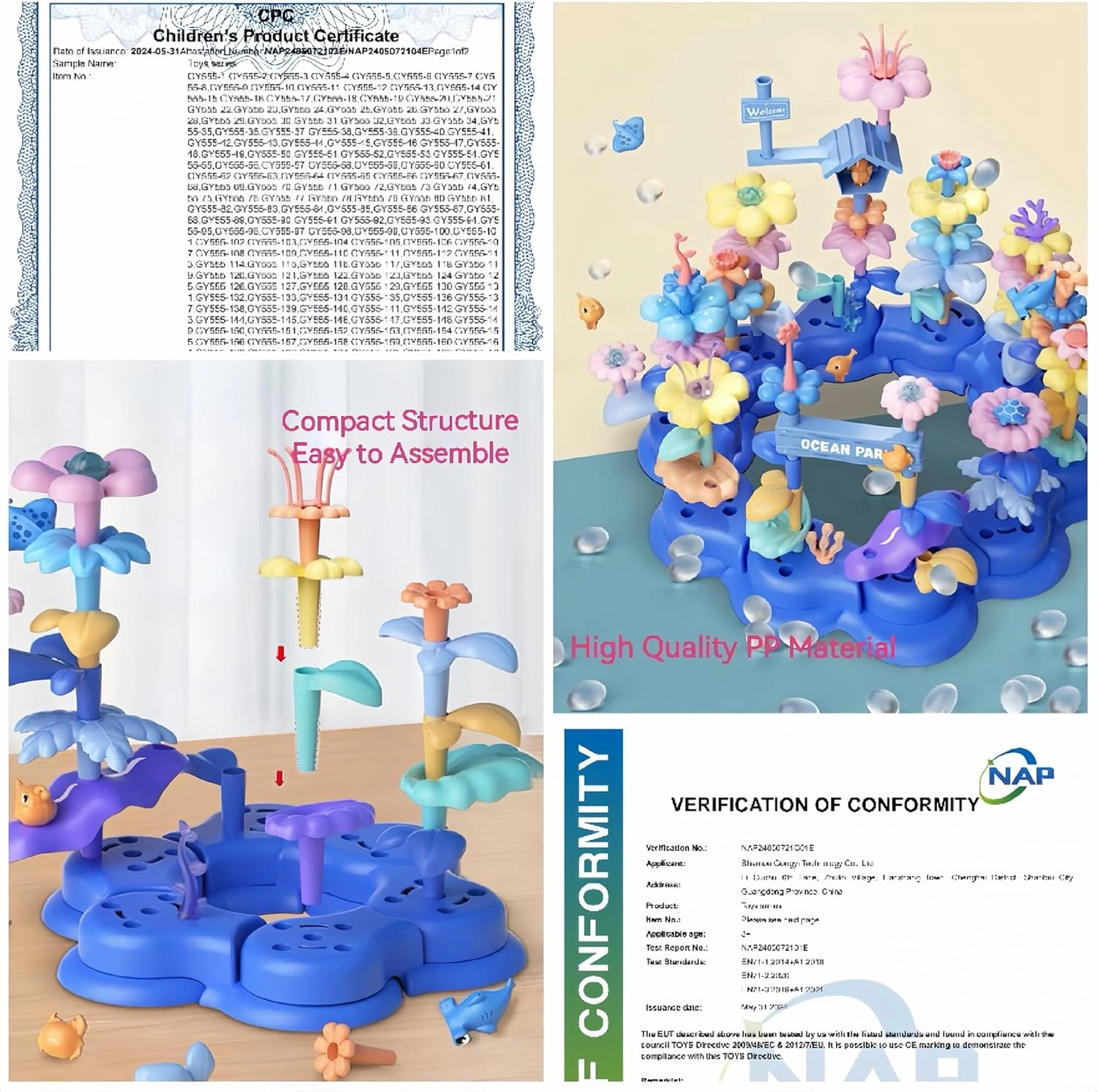 Ocean Underwater World Coral Toy, Ocean Blocks, Coral Garden Building, Kids Birthday Gift, STEM Toy for Toddler Activities Ages 3 4 5 6(95PCS)
