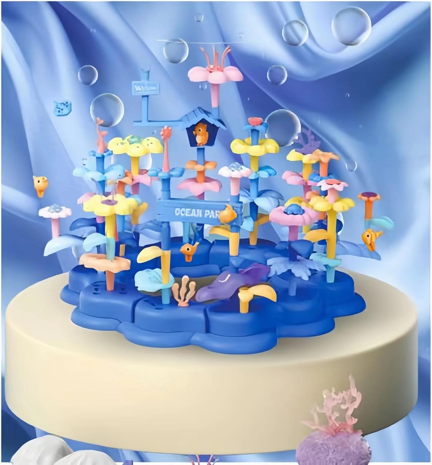 Ocean Underwater World Coral Toy, Ocean Blocks, Coral Garden Building, Kids Birthday Gift, STEM Toy for Toddler Activities Ages 3 4 5 6(95PCS)