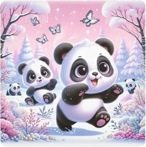 ODAWA Foldable Protective Wrap Cute Pandas Playing Pink Self Adhesive Cloth 17.7"x17.7" Magic Self-Adhesive Cloth for Camera, Lens, Laptop