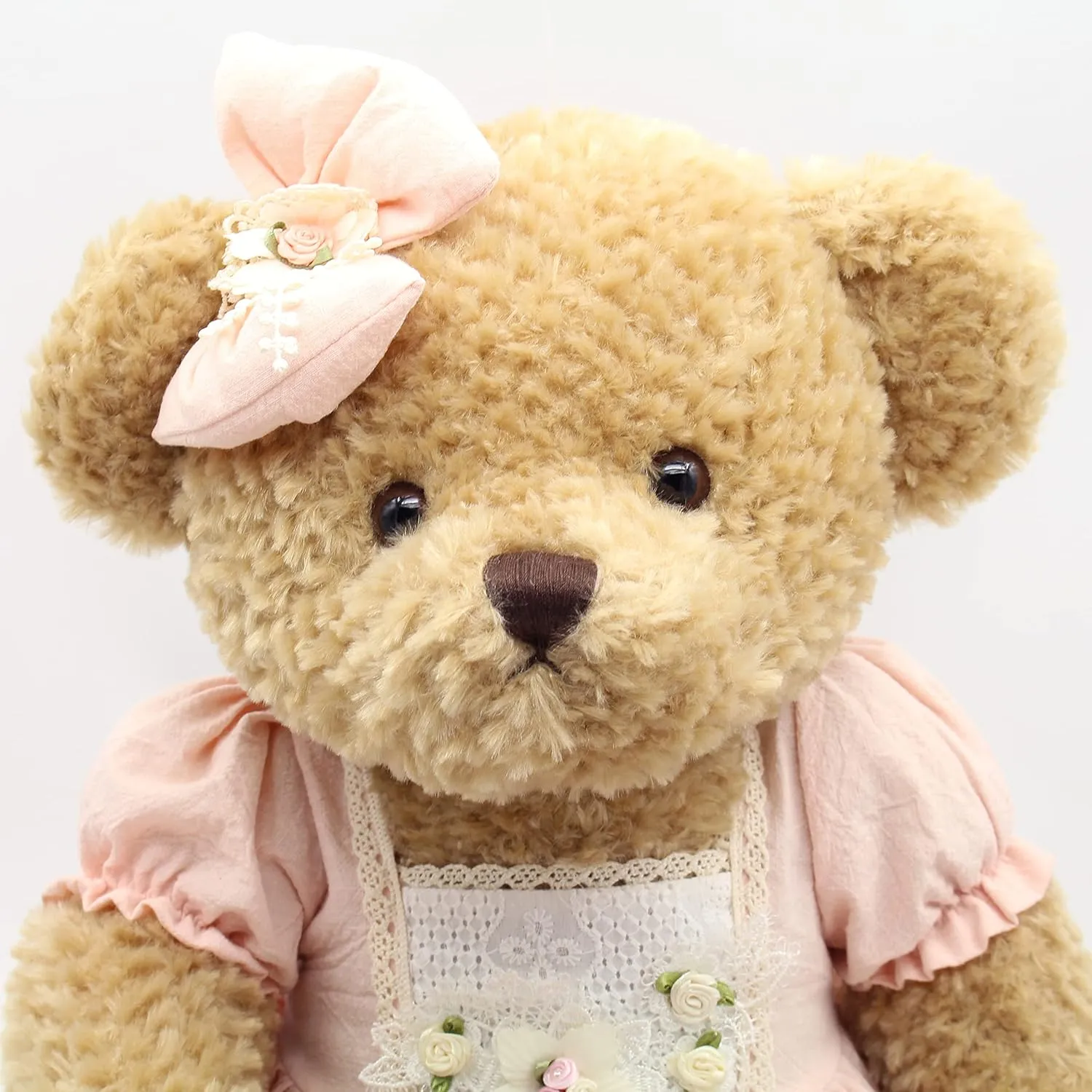 Oitscute Big Baby Teddy Bear with Cloth Cute Stuffed Animal Soft Plush Toy 25" (Pink&Brown)