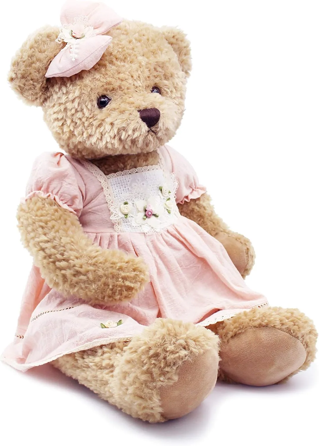 Oitscute Big Baby Teddy Bear with Cloth Cute Stuffed Animal Soft Plush Toy 25" (Pink&Brown)