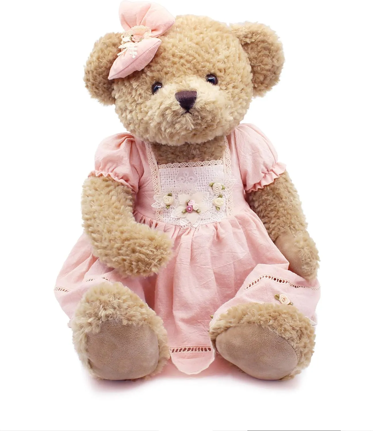 Oitscute Big Baby Teddy Bear with Cloth Cute Stuffed Animal Soft Plush Toy 25" (Pink&Brown)
