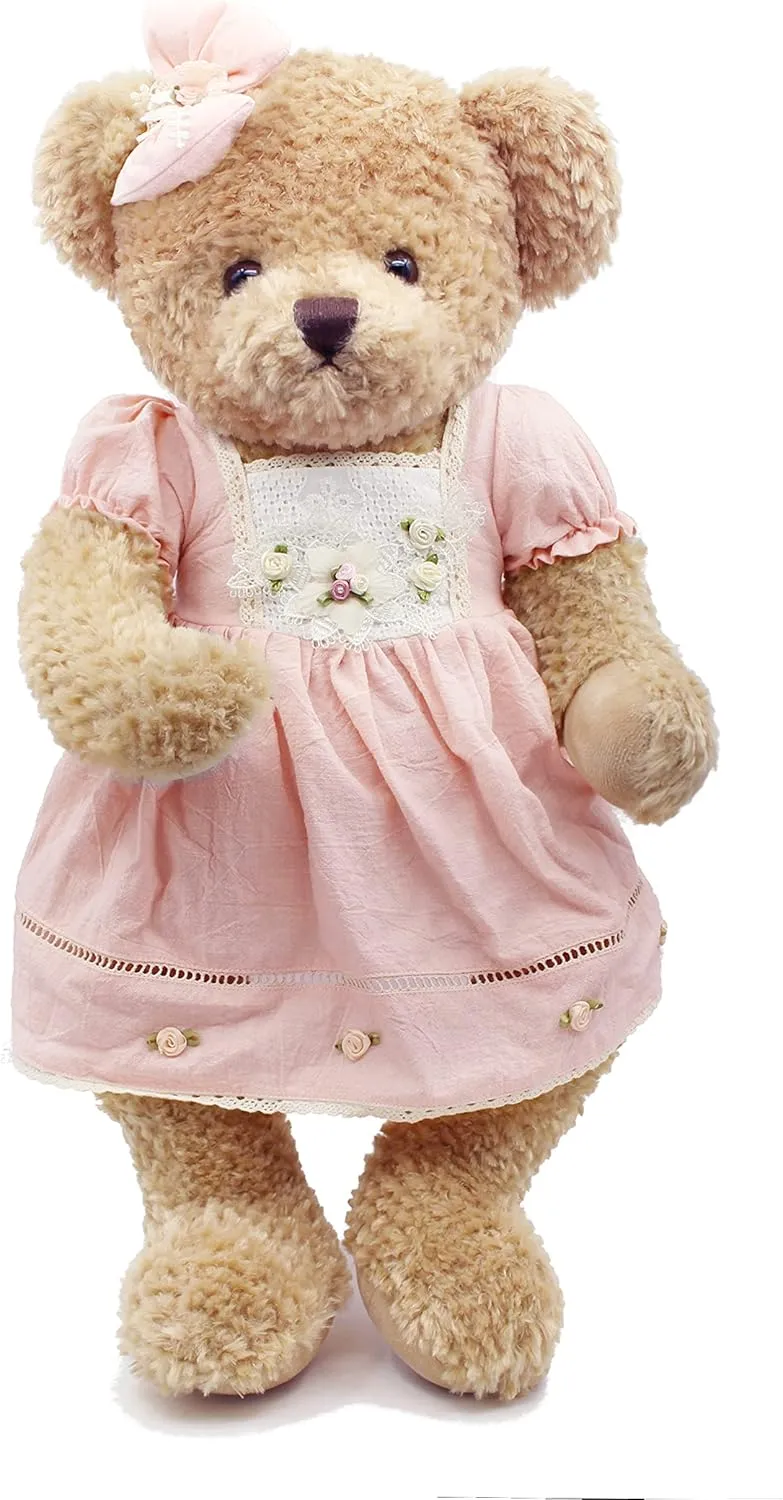 Oitscute Big Baby Teddy Bear with Cloth Cute Stuffed Animal Soft Plush Toy 25" (Pink&Brown)
