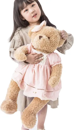Oitscute Big Baby Teddy Bear with Cloth Cute Stuffed Animal Soft Plush Toy 25" (Pink&Brown)