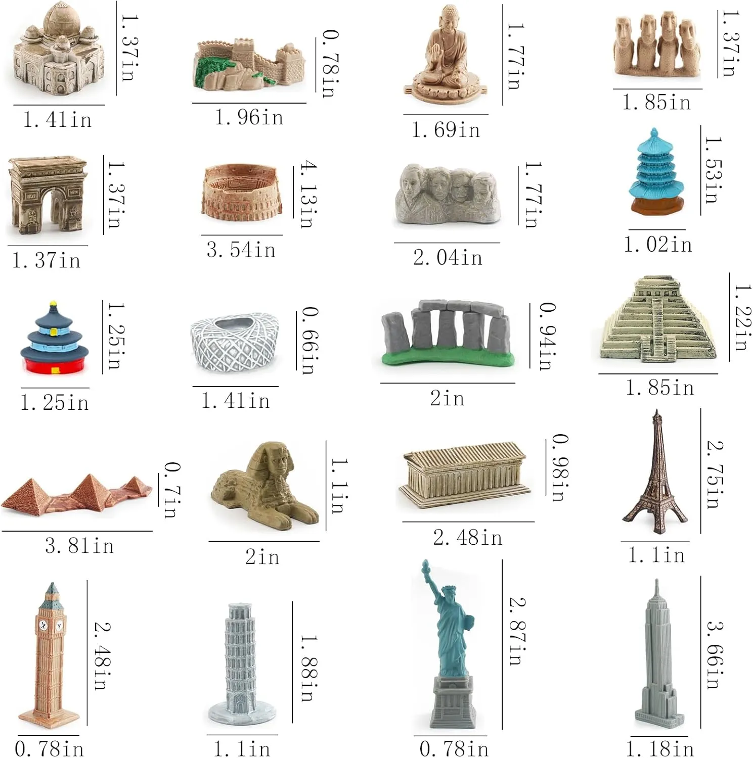 ONEST 20 Pieces Mini World Building Model Playsets Famous Architecture Figurines Toys for Boys and Girls
