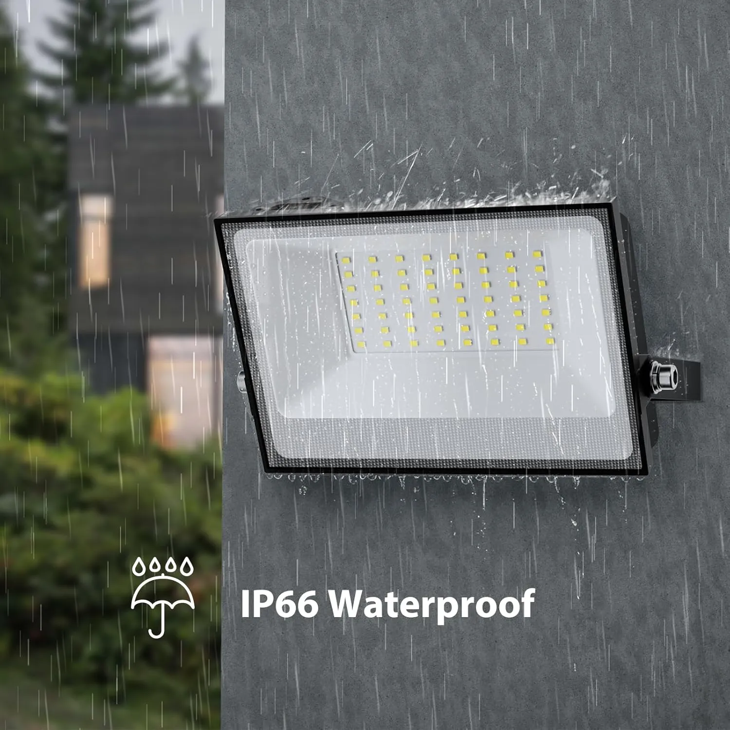 Onforu 40W Flood Lights Outdoor,4000lm Bright LED Plug in Work Light,6500K Daylight White LED Flood Lighting,IP66 Waterproof Security Yard Lights for Courtyard Garden 2Pack