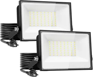 Onforu 40W Flood Lights Outdoor,4000lm Bright LED Plug in Work Light,6500K Daylight White LED Flood Lighting,IP66 Waterproof Security Yard Lights for Courtyard Garden 2Pack