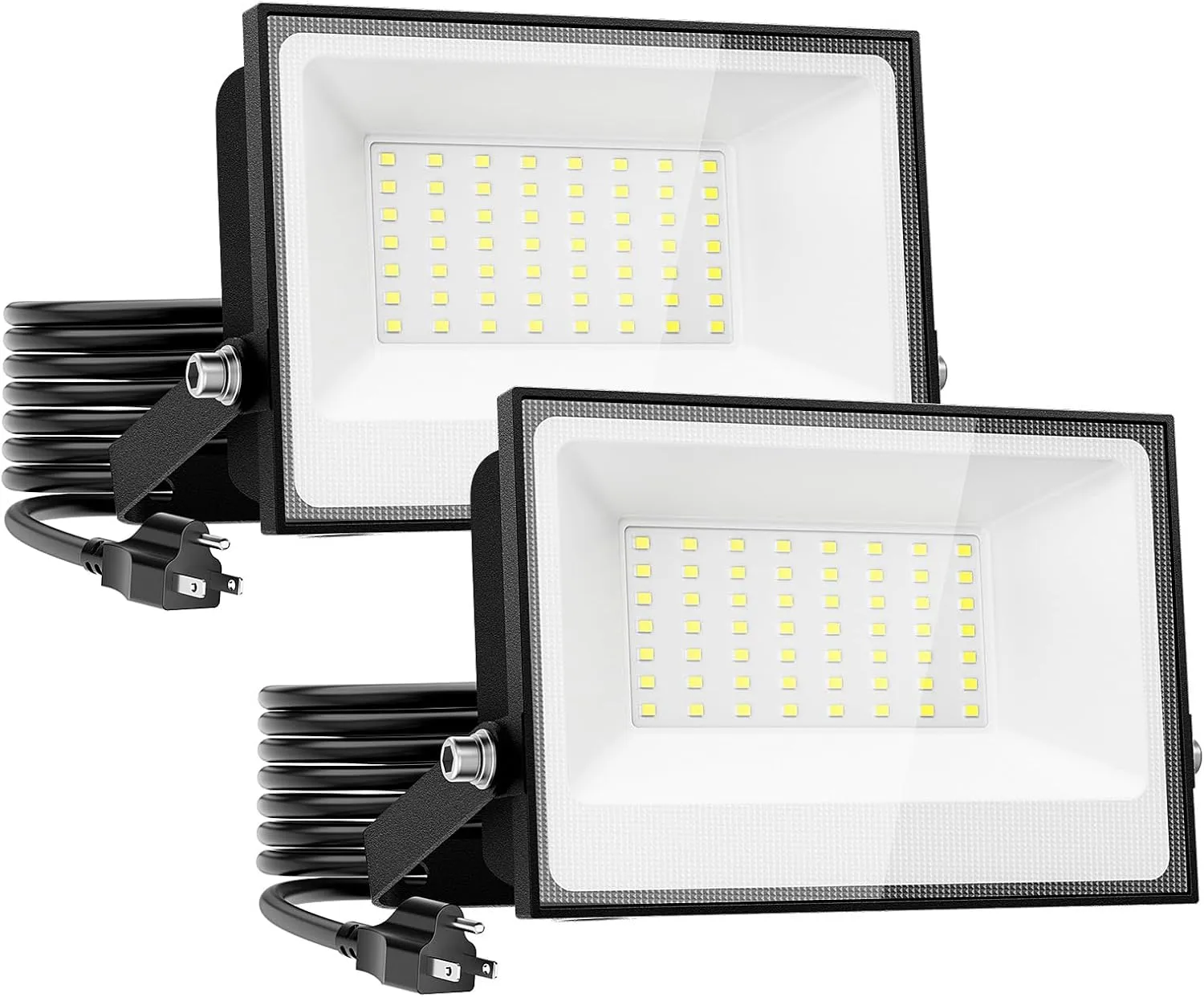 Onforu 40W Flood Lights Outdoor,4000lm Bright LED Plug in Work Light,6500K Daylight White LED Flood Lighting,IP66 Waterproof Security Yard Lights for Courtyard Garden 2Pack