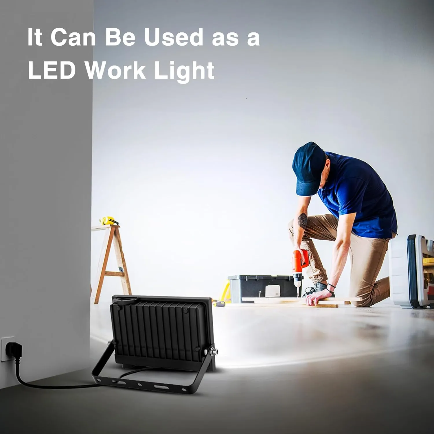 Onforu 40W Flood Lights Outdoor,4000lm Bright LED Plug in Work Light,6500K Daylight White LED Flood Lighting,IP66 Waterproof Security Yard Lights for Courtyard Garden 2Pack