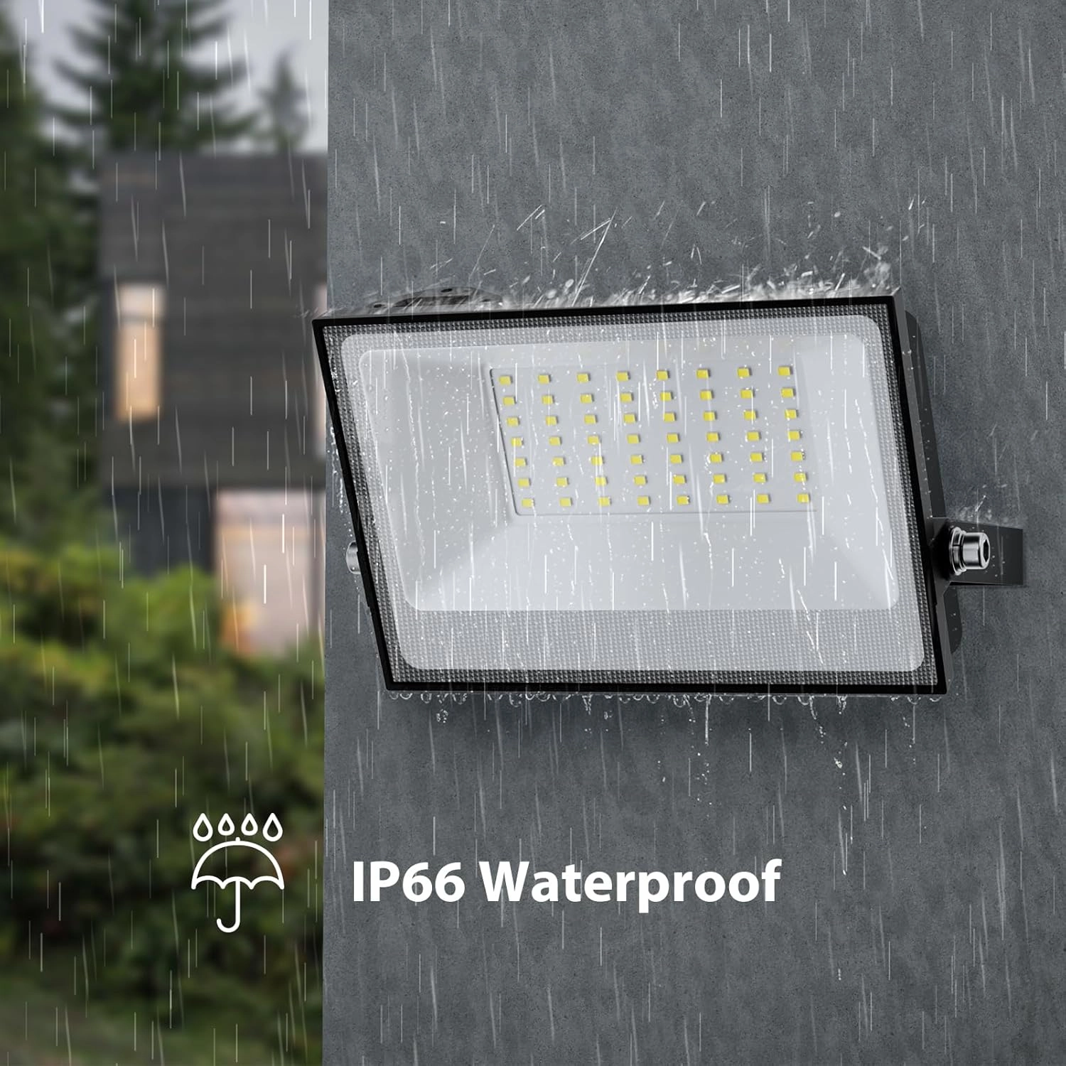 Onforu 40W Flood Lights Outdoor,4000lm Bright LED Plug in Work Light,6500K Daylight White LED Flood Lighting,IP66 Waterproof Security Yard Lights for Courtyard Garden 2Pack