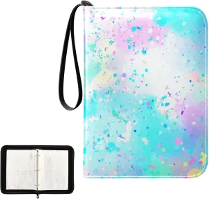 OTVEE Card Binder Chic Abstract Colorful Trading Card Album with 50 Removable Sleeves Fits 400 Cards