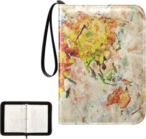 OTVEE Card Binder Colorful Vintage World Map Trading Card Album with 50 Removable Sleeves Fits 400 Cards