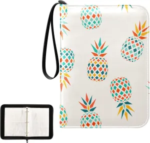 OTVEE Card Binder Summer Colorful Pineapple Pattern Trading Card Album with 50 Removable Sleeves Fits 400 Cards