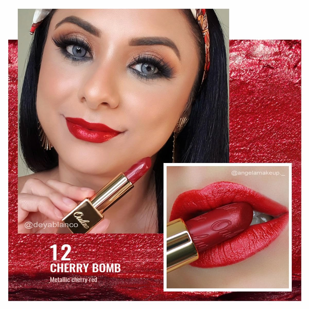 Oulac Christmas Lipsticks Set Included Red Metallic Lipstick, Red Mositure Lipstick and Red Lip Liner