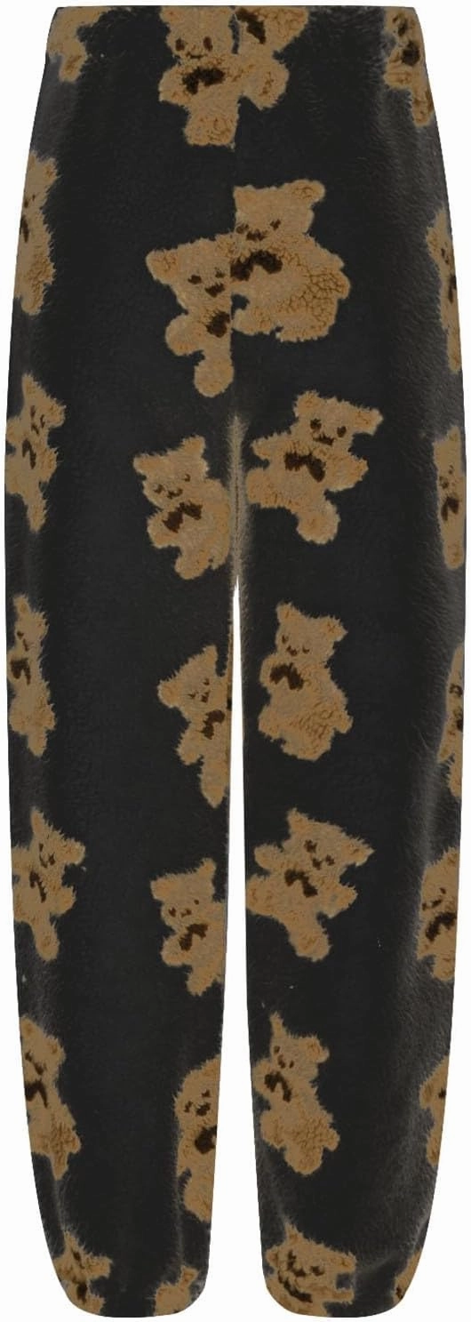 Pajama Pants Women Fuzzy Cartoon Cute Bear Print Pajamas Pants Womens Plush Winter Fluffy Pjs Bottoms Pants