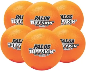 Palos TUFFSKIN- Neon Dodgeball, 6.3 Inches, Tear Resistant Coating, Medium Bounce and Density Foam Ball - Set of 6