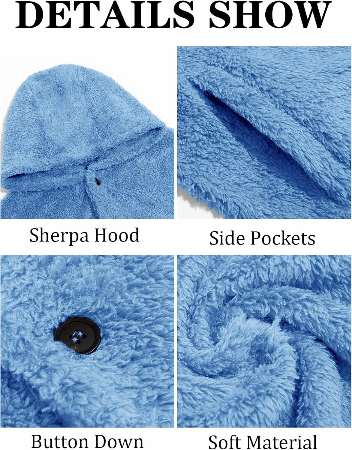 PASLTER Mens Fuzzy Sherpa Jacket Fluffy Fleece Open Front Cardigan Button Down Coat Winter Warm Thicken Lined Outwear