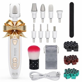 PELCAS Electric Toenail Grinder for Thick Toenails, 5 Speeds Manicure and Pedicure Kit, Cordless Nail Drill with LED Light, Electric Nail File for Human, Pet, Thick Toenails, Natural & Acrylic Nails