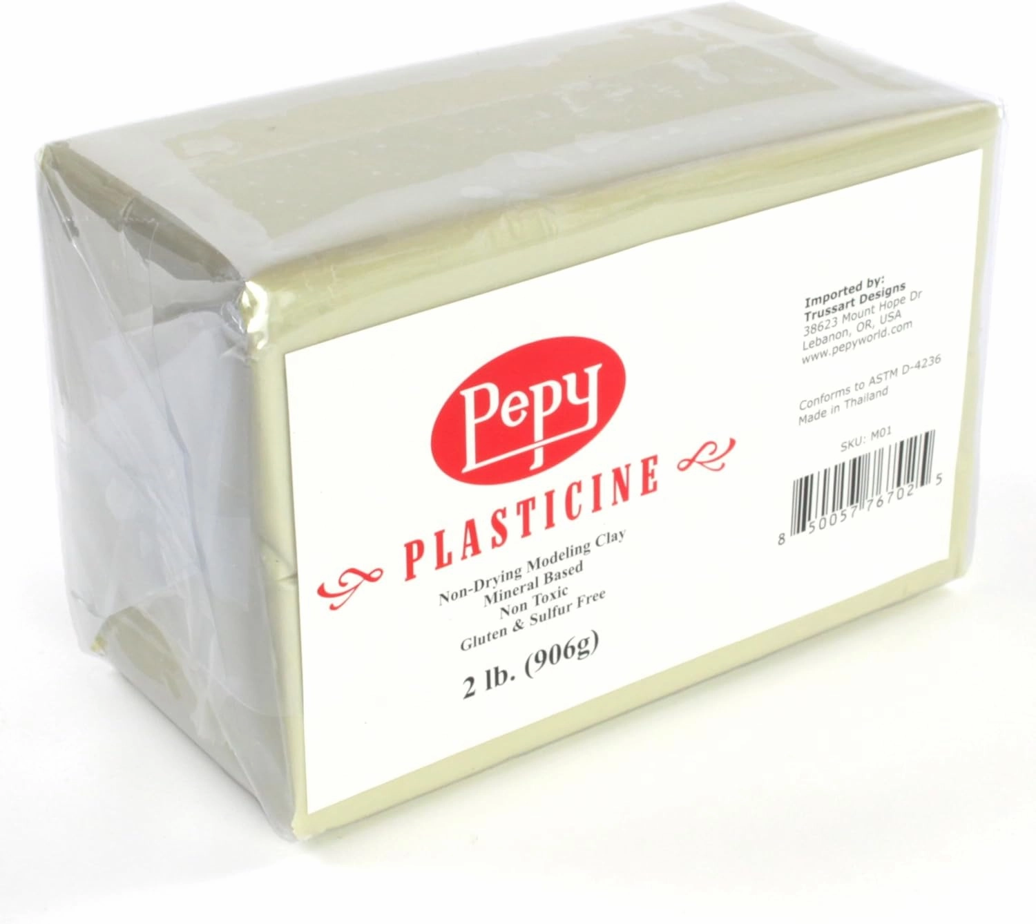Pepy Reusable and Non-Drying Oil-Based Plasticine Modeling Clay, Cream, 2 Pounds, Sulfur-Free & Non-Toxic, Great for Kids, Beginners, and Artists, Perfect for Arts and Crafts Projects