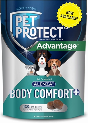Pet Protect from The Makers of Advantage Vet-Formulated Body Comfort  Supplement for Dogs | 120 Chews