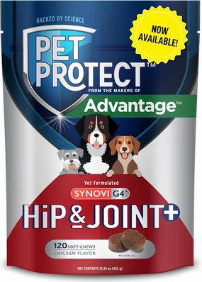 Pet Protect from The Makers of Advantage Vet-Formulated Hip & Joint  Supplement for Dogs | 120 Chews