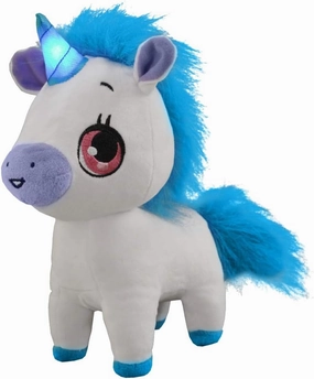 Pets - Light Up LED Plush Stuffed Animals - Blue and White Tinks Unicorn with Glowing Horn